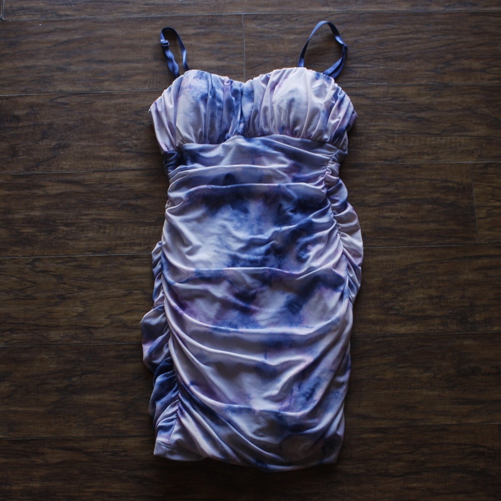 purple blue tie dye dress